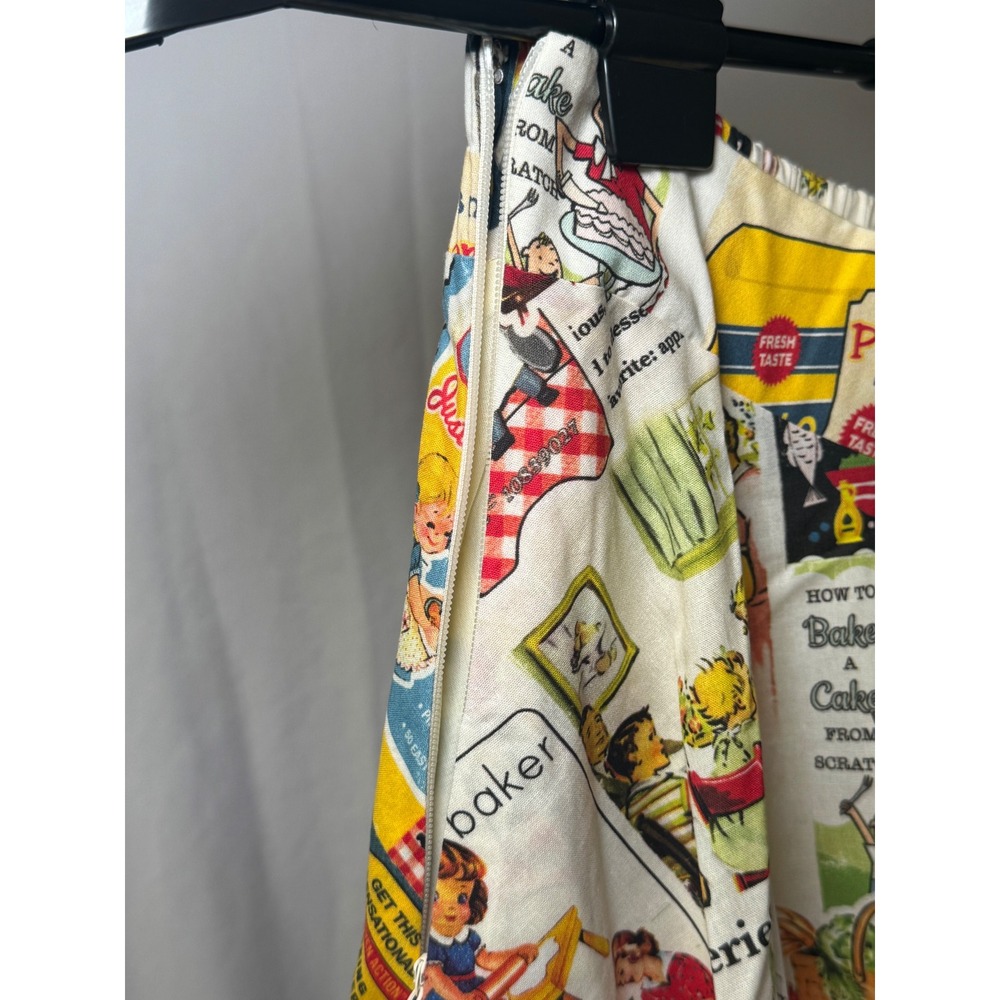 Tulip B Midi Skirt Womens Large Cream Novelty Kitchen Print NWT Retro Aesthetic - Picture 4 of 7